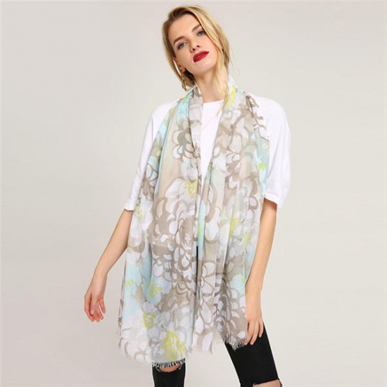 Women Warm Flower Pattern Ethnic Scarf Cotton Painting Spring Shawl Scarves