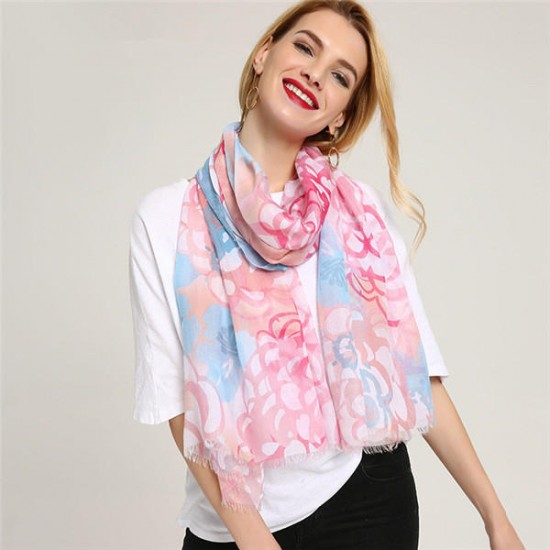 Women Warm Flower Pattern Ethnic Scarf Cotton Painting Spring Shawl Scarves