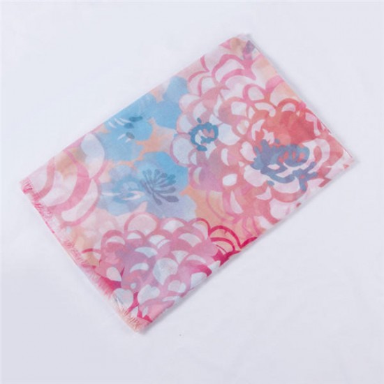 Women Warm Flower Pattern Ethnic Scarf Cotton Painting Spring Shawl Scarves