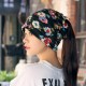 Women Warm Flower Print Dual Use Beanie Scarf Ponytail Cap