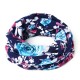 Women Warm Flower Print Dual Use Beanie Scarf Ponytail Cap