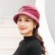 Women Warm Fur Fedora Hat Vintage Floppy Bucket Cap