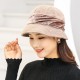 Women Warm Fur Fedora Hat Vintage Floppy Bucket Cap