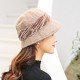 Women Warm Fur Fedora Hat Vintage Floppy Bucket Cap