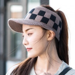 Women Warm Grid Knitted Ponytail Hat Outdoor Riding Sport Golf Knit Hat Baseball Cap