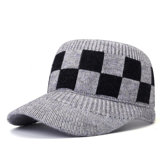 Women Warm Grid Knitted Ponytail Hat Outdoor Riding Sport Golf Knit Hat Baseball Cap