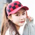 Women Warm Grid Knitted Ponytail Hat Outdoor Riding Sport Golf Knit Hat Baseball Cap