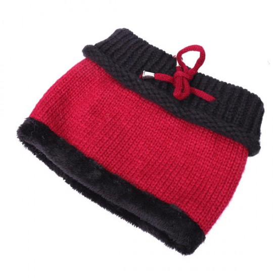 Women Warm Knitted Beanies Hat Collar Scarf Set Windproof Plus Cashmere Lining Hat With Mask