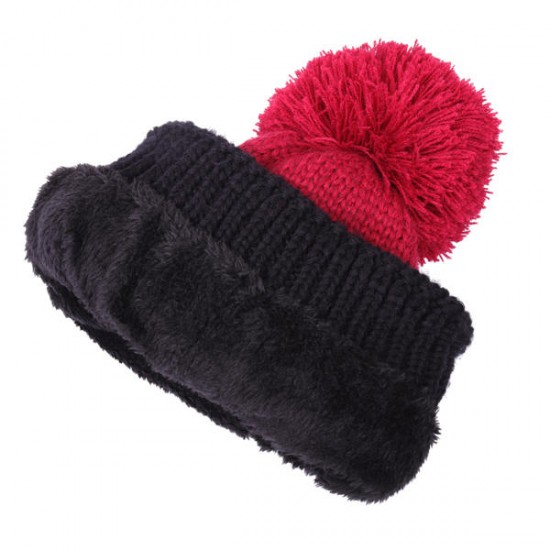 Women Warm Knitted Beanies Hat Collar Scarf Set Windproof Plus Cashmere Lining Hat With Mask