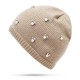 Women Warm Pearl Deco Knitted Hat Knit Beanie Cap