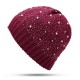 Women Warm Pearl Deco Knitted Hat Outdoor Casual Beanie Cap