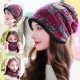 Women Warm Plus Velvet Thicken Beanie Hat Collar Cashmere Fashion Painting Hat