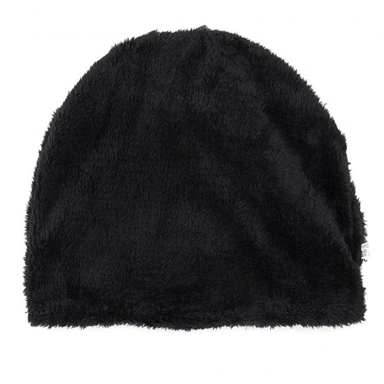 Women Warm Plus Velvet Thicken Beanie Hat Collar Cashmere Fashion Painting Hat