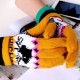 Women Warm Printed Knitted Five Finger Gloves