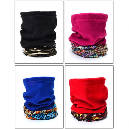 Women Warm Thicken Ethnic Style Collar Scarf Outdoor Fleece Windproof Mask Scarf