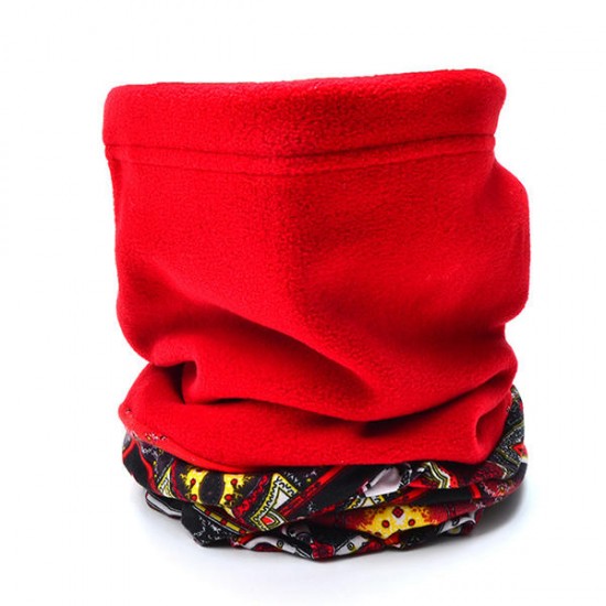 Women Warm Thicken Ethnic Style Collar Scarf Outdoor Fleece Windproof Mask Scarf