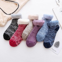 Women Warm Thickening Fleece Lining Anti-Slip Floor Socks Ankle Tube Socks