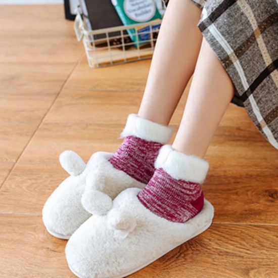 Women Warm Thickening Fleece Lining Anti-Slip Floor Socks Ankle Tube Socks