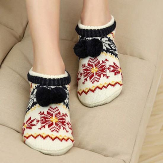 Women Winter Christmas Casual Fashion Ankle Socks Non-Slip Floor Socks Thickening Knitted Socks