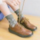 Women Winter Flower Snowflake Jacquard Casual Cotton Crew Sock