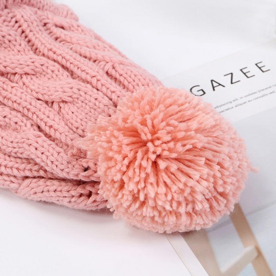 Women Winter Outdoor Warm Headpiece Multifunction Knitted Hat Face Mask Knit Cap