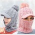 Women Winter Outdoor Warm Headpiece Multifunction Knitted Hat Face Mask Knit Cap