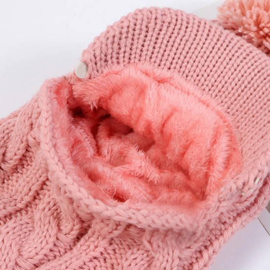 Women Winter Outdoor Warm Headpiece Multifunction Knitted Hat Face Mask Knit Cap