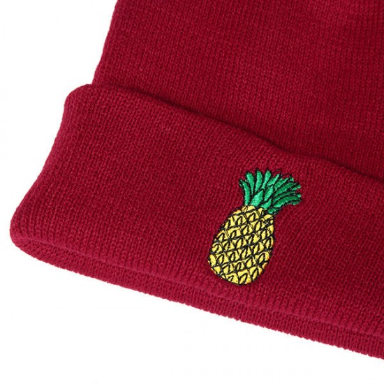 Women Winter Pineapple Embroidered Knitted Hats Casual Warm Skullies Beanies Caps