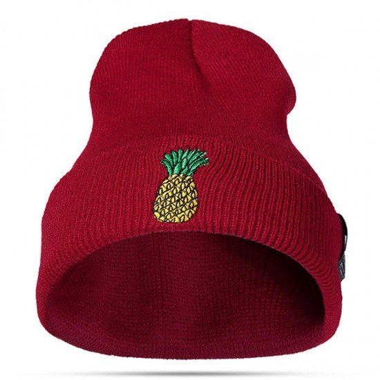 Women Winter Pineapple Embroidered Knitted Hats Casual Warm Skullies Beanies Caps