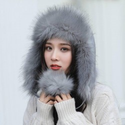 Women Winter Plush Thicken PU Leather Trapper Hat Outdoor Ski Windproof Hunting Hat