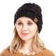 Women Winter Ponytail Beanie Hat Knitted Messy Bun Beanie Hat Multifunctional Snow Hat