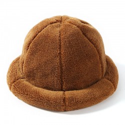 Women Winter Thick Warm Cashmere-like Bucket Cap Rolled Cuff Brimless Hats