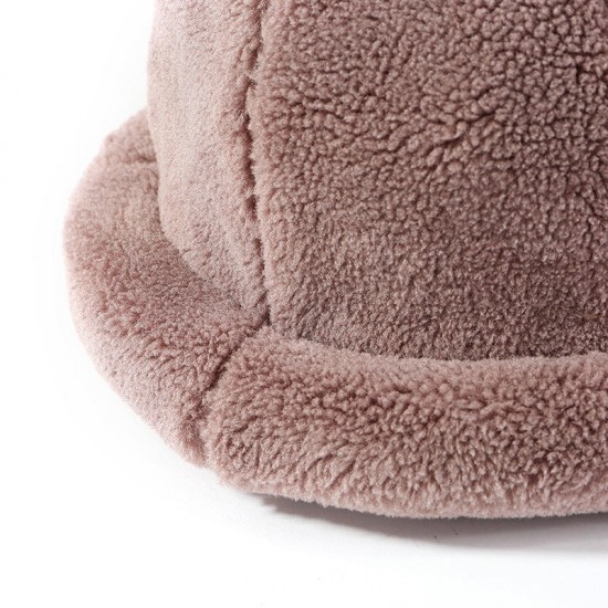 Women Winter Thick Warm Cashmere-like Bucket Cap Rolled Cuff Brimless Hats