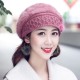 Women Winter Thicken Rabbit Hair Double Layers Beret Hat Vintage Elegant Bow Beanie