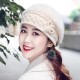 Women Winter Thicken Rabbit Hair Double Layers Beret Hat Vintage Elegant Bow Beanie