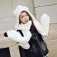 Women Winter Thicken Scarf Wrap Hat Gloves Set One Piece Woolen Warm Ourdoors Long Hooded Scarf