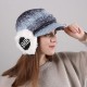 Women Winter Thickened Warm Gradient Knitted Hat Earmuffs Knit Beret Cap