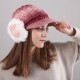 Women Winter Thickened Warm Gradient Knitted Hat Earmuffs Knit Beret Cap