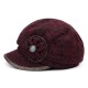 Women Winter Thickening Octagonal Cap Gold Brim Beaded Beret Peaked Painter Hat