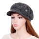 Women Winter Thickening Octagonal Cap Gold Brim Beaded Beret Peaked Painter Hat