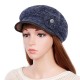 Women Winter Thickening Octagonal Cap Gold Brim Beaded Beret Peaked Painter Hat