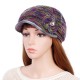 Women Winter Thickening Octagonal Cap Gold Brim Beaded Beret Peaked Painter Hat