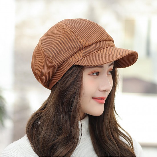 Women Winter Vintage Artificial Fabric Beret Hat Outdoor Earmuffs Windproof Newsboy Caps