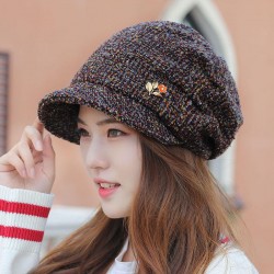 Women Winter Vintage Thicken Earmuffs Painter Knit Beret Caps