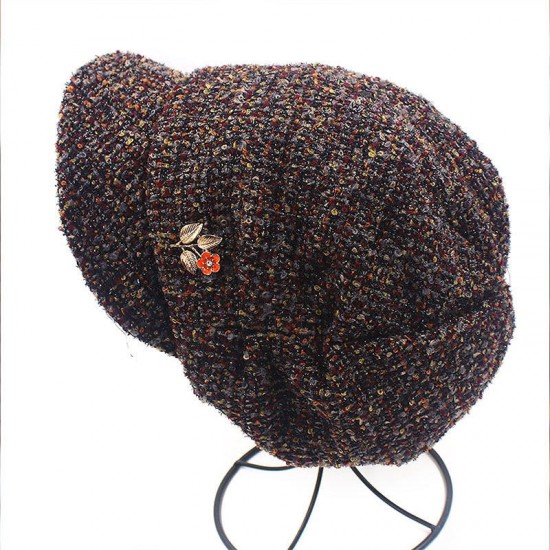 Women Winter Vintage Thicken Earmuffs Painter Knit Beret Caps