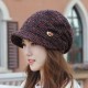 Women Winter Vintage Thicken Earmuffs Painter Knit Beret Caps