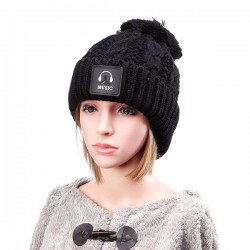 Women Wool Crochet Knitting Hat Plush Lining Ball Winter Warm Braided Ski Beanie Cap