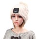 Women Wool Crochet Knitting Hat Plush Lining Ball Winter Warm Braided Ski Beanie Cap