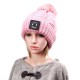 Women Wool Crochet Knitting Hat Plush Lining Ball Winter Warm Braided Ski Beanie Cap