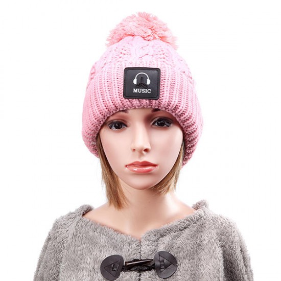 Women Wool Crochet Knitting Hat Plush Lining Ball Winter Warm Braided Ski Beanie Cap